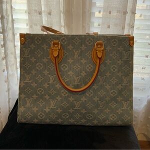 Denim Monogram Tote with Tan Accents